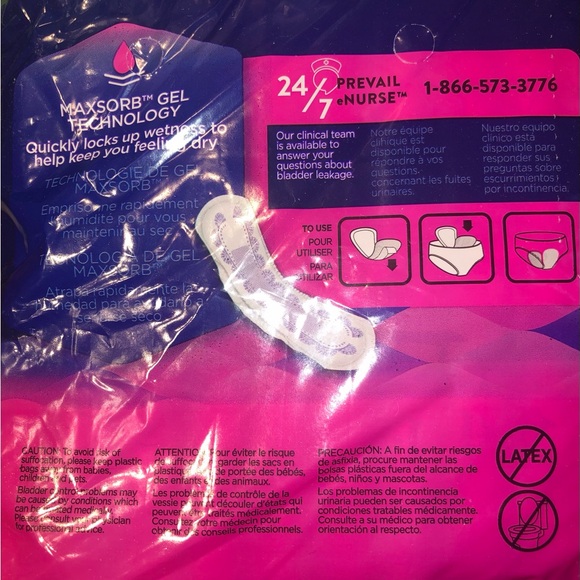 HUGE LOT 8 Packs NEW PREVAIL Incontinence Pads Long Reg. 20 ct each.Leaks/Menses - Picture 4 of 4